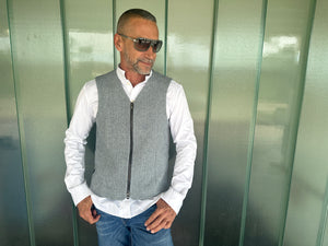 THE Architect - VEST | Blue Grey Herringbone