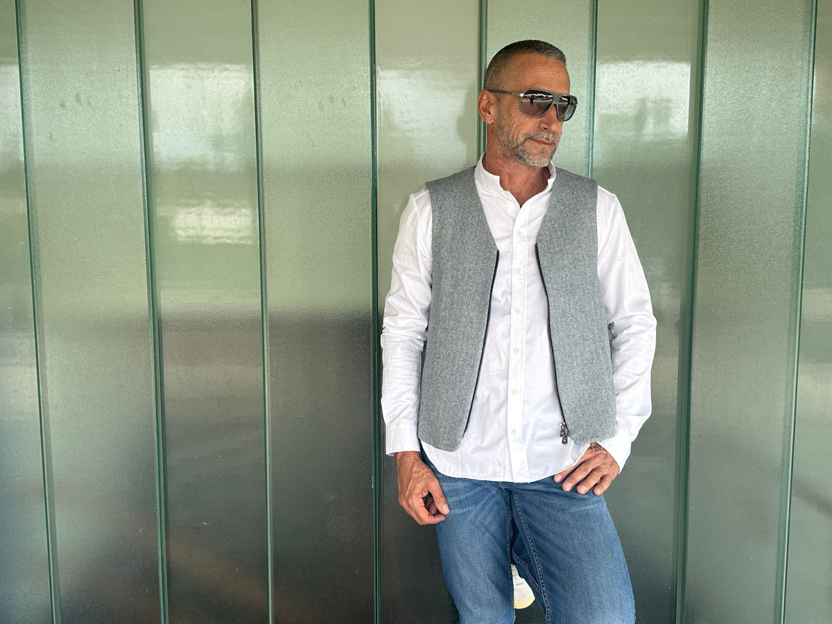 The Architect Vest | BLUE GREY HERRINGBONE