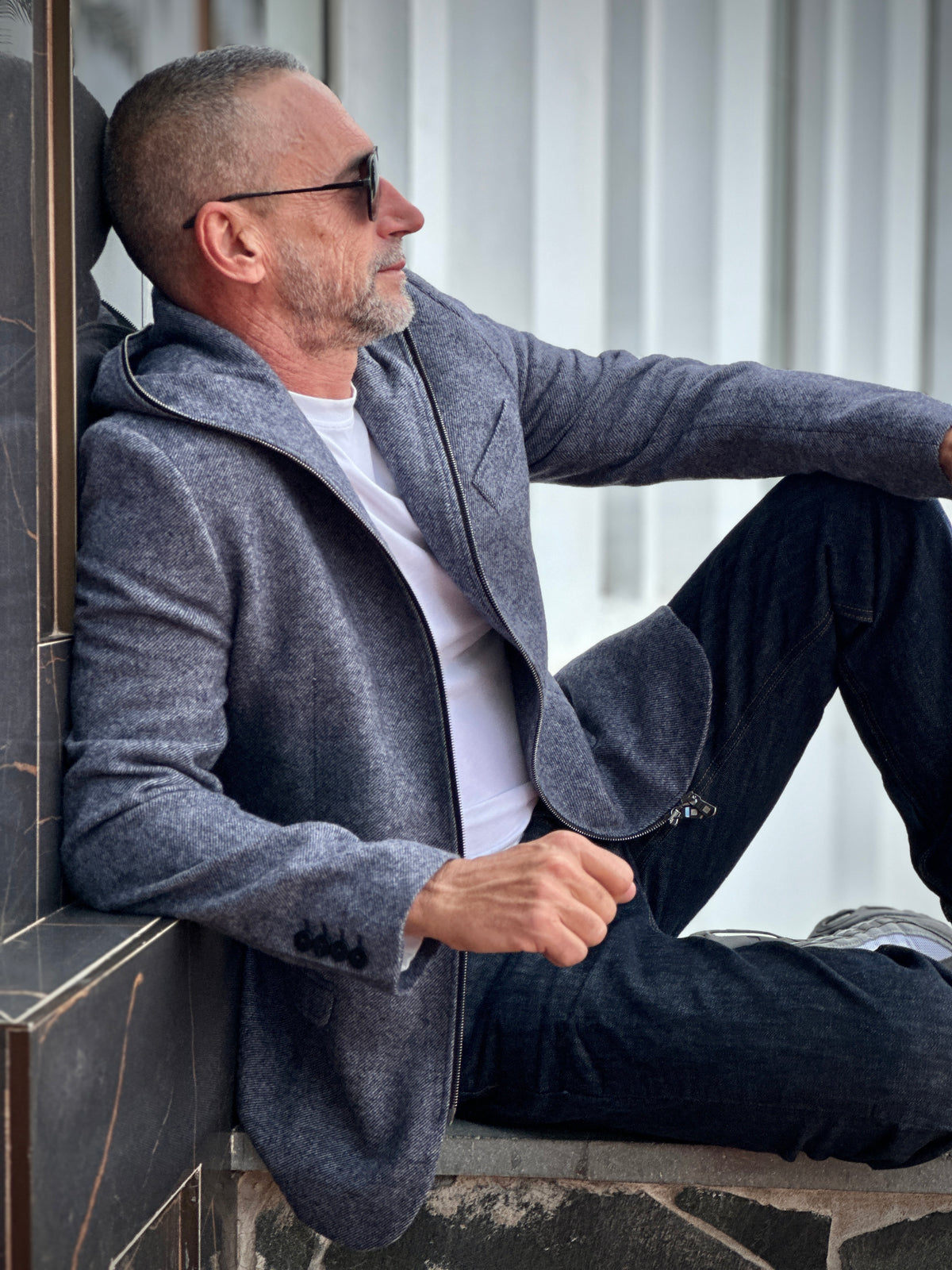 The LIMITED MERINO Suiddy | DARKBLUE DIAGONAL
